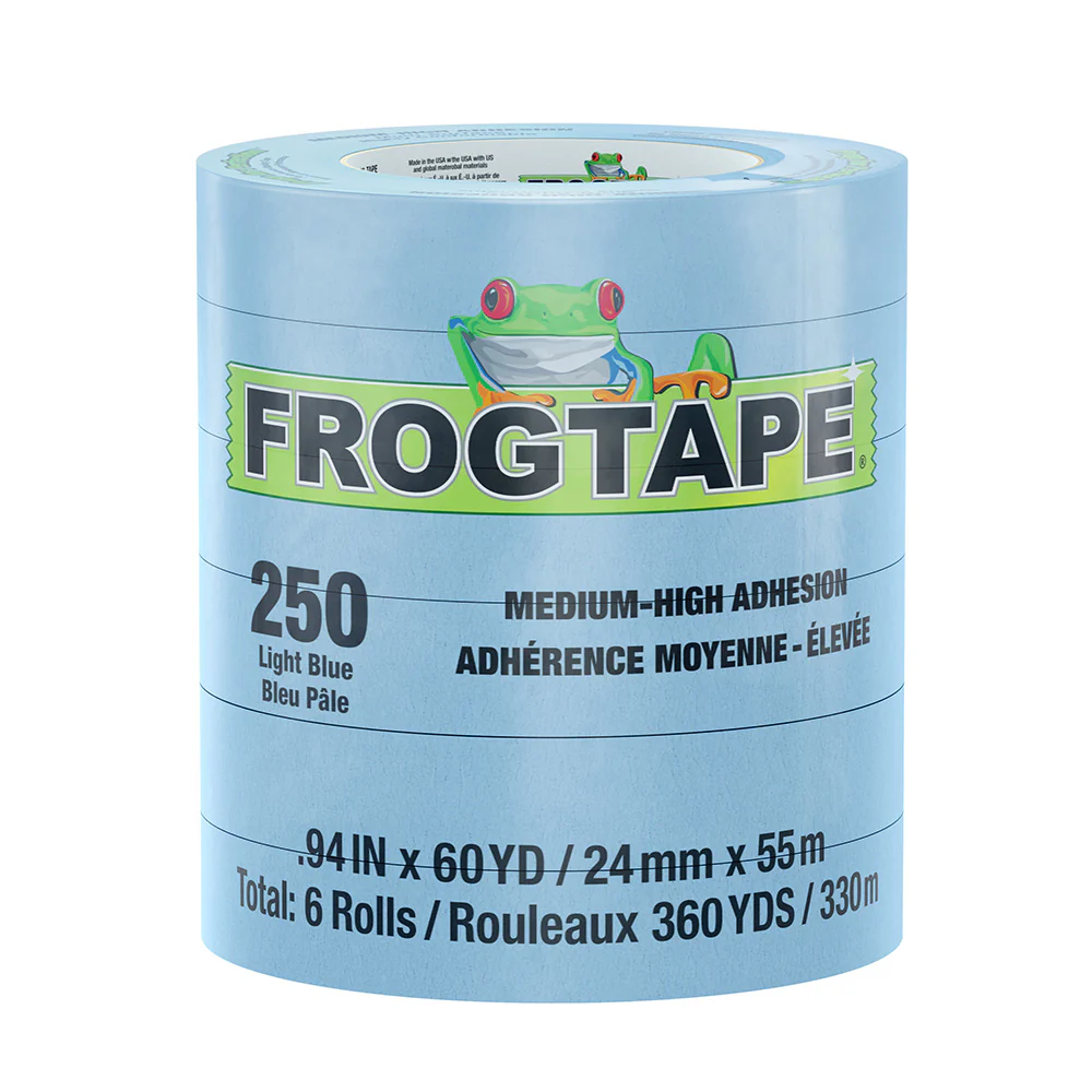 FrogTape CP 250 Medium-High Adhesion Masking Tape - 24MM x 55M x 12-Pack - Light Blue - Rated f/250F [105327] - Fashionser