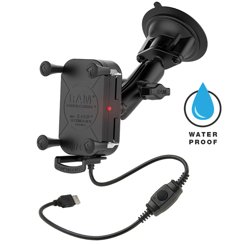 RAM Mount Tough-Charge Waterproof Wireless Charging Suction Cup Mount [RAM-B-166-UN12W] - Fashionser