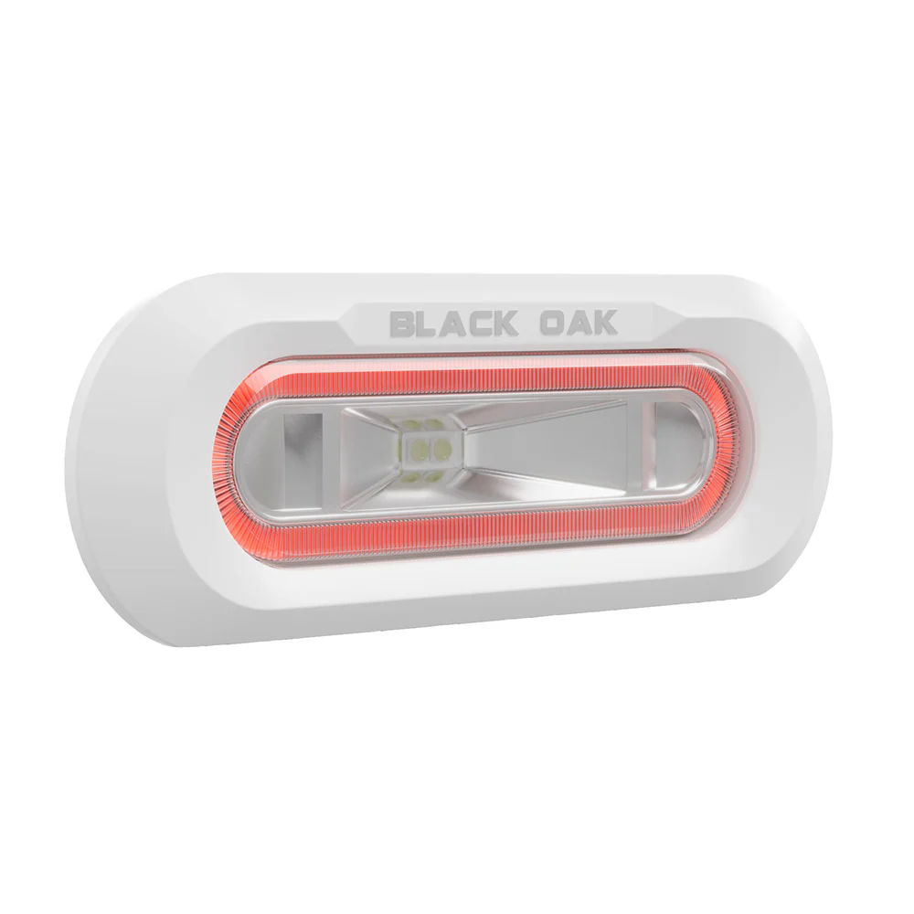 Black Oak Low Pro Marine Spreader Light - Flush Mount - White Housing - Red LED [MLPS-FR] - Fashionser