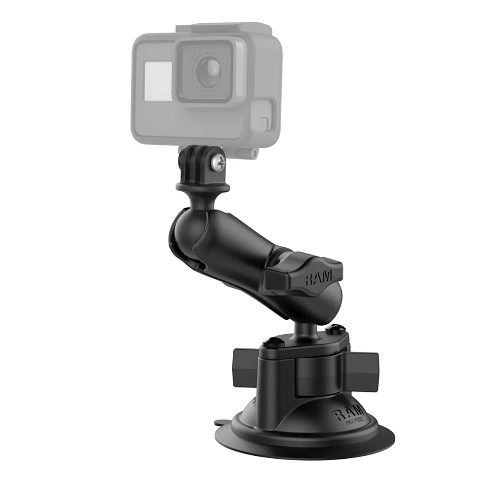 RAM Mount RAM Twist-Lock Suction Cup Mount w/Universal Action Camera Adapter [RAM-B-166-GOP1U] - Fashionser