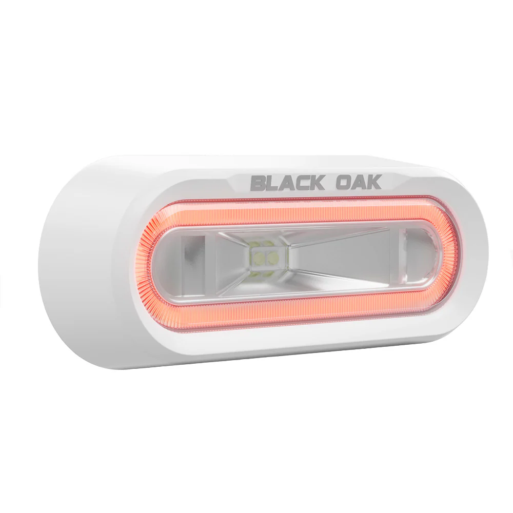 Black Oak Low Pro Off Road Spreader Light - Bracket Mount - White Housing - Red LED [MLPS-R] - Fashionser