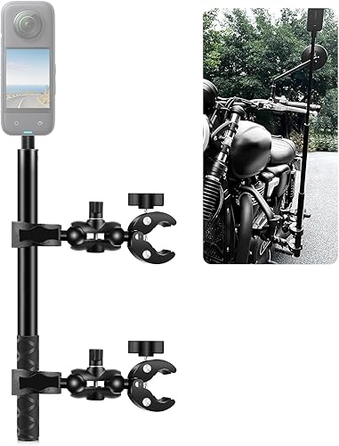 Monte del manubrio motociclistico 59 kit selfie stick, monte fotocamera in lega di alluminio 360 con 2 morsetti per bici, ciclismo, fotocamere d'azione Go Pro 12 11 10 Insta 360 - Fashionser