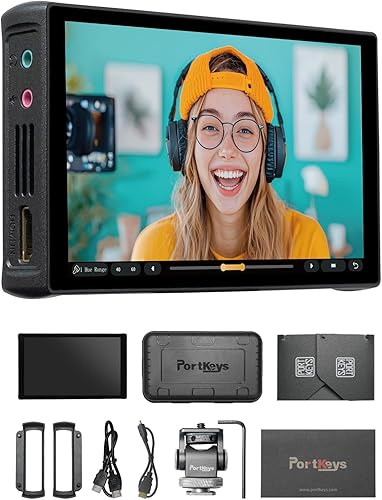 Portkeys Monitor per fotocamera PT5 III da 5,4' 800 nits con supporto per porta USB 3.0 di tipo C Waveform, istogramma, peaking, falso colore e funzione 3D LUT per fotocamera DSLR - Fashionser