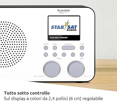 TechniSat VIOLA 2 - Radio DAB portatile (DAB+, VHF, Altoparlante, Ingresso per cuffie, Display a 2 righe, Pulsante di controllo, Compatta, 1 Watt RMS), Bianco/Nero - Fashionser