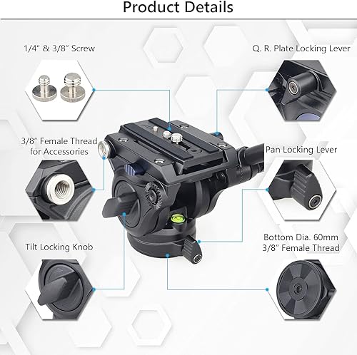 Kit video monopiede (blocco manopola）, monopiede ARTCISE 72,4 pollici 184 cm in fibra di carbonio con testa fluida e base treppiede rimovibile per fotocamere DSLR e videocamere - Fashionser