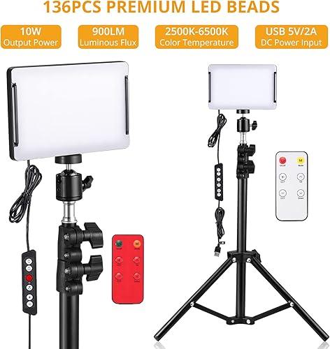2Pz Pannello Luce LED Dimmerabile 6500K Led Luce Video 7 Colori 5 Effetti Luce Video LED RGB con Treppiede Regolabile LED Luce Video per Registrazioni Video Fotografia YouTube - Fashionser