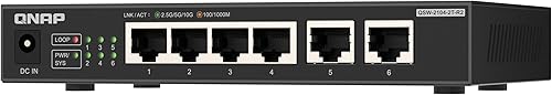 QNAP Switch QSW-2104-2T-R2 | 2X 10GbE, 4X 2.5GbE, Plug & Play non gestito, Fanless - Fashionser