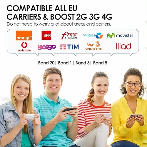 Amplificatore Segnale Cellulare 4 Band 800/900/1800/2100MHz Band(20/8/3/1) Ripetitore GSM 4G Cellulare Potenzia Chiamate e Internet Per Domestico e Ufficio - Fashionser