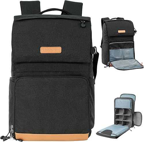 K&F Concept Zaino per fotocamera, 22 litri Borse per fotocamera di grande capacità con copertura antipioggia Scomparto per laptop da 15,6' per Macchina fotografica Obiettivo Droni - Fashionser