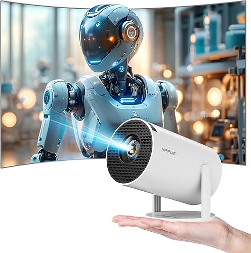 HIPPUS Mini Proiettore 4K Android 11 Portatile, WiFi 6 e Bluetooth 5.2, Rotazione 270° con Correzione Automatica Trapezio, Videoproiettore HD per Home Cinema e Intrattenimento, Bianco - Fashionser