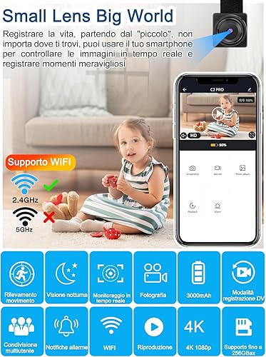 QZT Telecamera Wireless WI-FI, Telecamere 1080P con Audio e Video, Funzione di Visione Notturna con Allarme di Rilevamento del Movimento, Telecamera di Sorveglianza Controllato dall'APP TuyaSmart - Fashionser