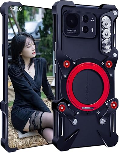 TECSHINE Custodia per Cellulare per Nubia Redmagic 10 Pro, Cover per ZTE Red Magic 10 Pro+, Bordo Metallico del Telefono, Armatura -Nero - Fashionser