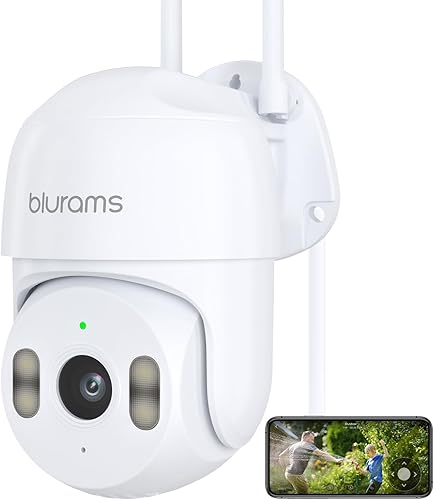 blurams Telecamera Wi-Fi Esterno 2K,Telecamera esterno 360°,PTZ Videocamera Sorveglianza Esterno con Visione Notturna a Colori,IP66 Impermeabile,Audio Bidirezionale,Rilevamento del movimento - Fashionser