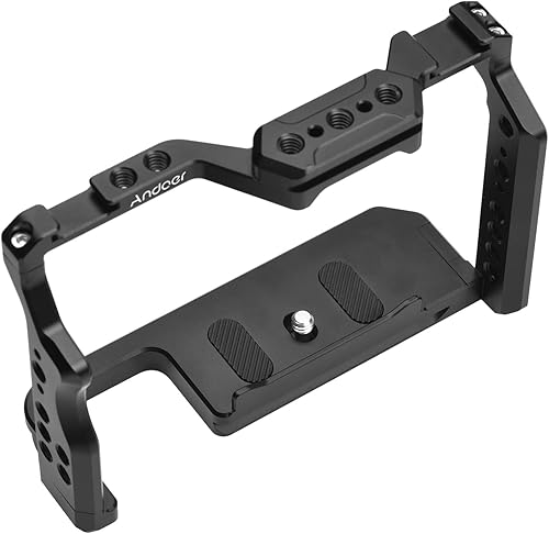 Andoer Gabbia per videocamera Gabbia video in lega di alluminio con doppio supporto per pattini a freddo Numerosi fili da 1/4 di pollice Sostituzione per Sony A7IV/ A7III/ A7II/ A7R III/ A7R II/ A7S - Fashionser