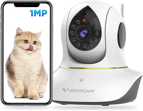 VSTARCAM 720P telecamera per gatti, telecamera interattiva per cani e gatti con app per cellulare, visione notturna a infrarossi, rilevamento del movimento, audio bidirezionale, telecamera per cani da - Fashionser