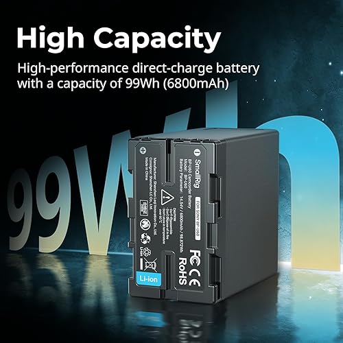 SMALLRIG BP-U60 Batteria con Indicatore di Batteria, Batteria Sostitutiva da 99 Wh / 6800 mAh per Videocamera per Sony FX6, FX9, FS5, FS7, FS5M2, FS7M2, X280, Z280-4670 - Fashionser