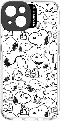 case&me cover per iPhone 14 a tema Peanuts, cover iPhone Snoopy, protezione della fotocamera, tasti protetti, giallo - Fashionser