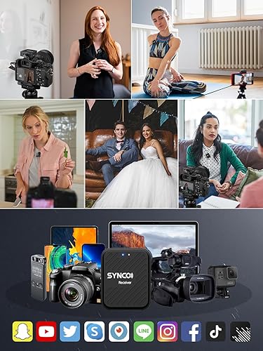SYNCO G1(A2) Microfono Lavalier Wireless, Radio Microfoni Professionale Senza Fili 2.4GHz per Smartphone, DSLR Reflex, Videocamera, Microfono-Lavalier-Wireless-Professionale-Fotocamera - Fashionser