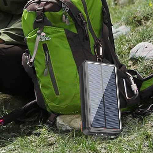 Caricabatterie Solare da Campeggio - Caricabatterie Solare Leggero con Pannello Solare | Batteria Esterna del Caricatore del Telefono Cellulare Durevole per Tablet - Fashionser