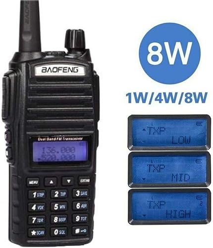 UV-82 8W High Power Ham Radio Dual Band Amateur Walkie Talkies Portable Two Way Radio Black - Fashionser