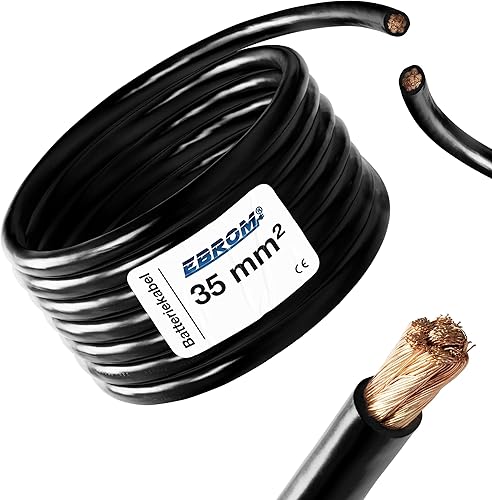 Cavo da batteria nero H07V-K, 2 metri, da 35 mm²- Cavo da batteria auto - 100% in rame OFC - Fashionser