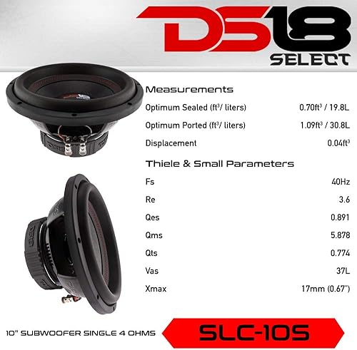 DS18 SLC10S Select, 10 cm, con bobina vocale 440 W, Subwoofer Set di 1 ' - Fashionser