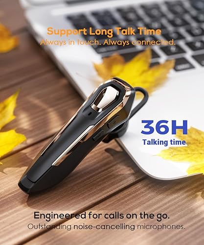 BEVCEFCC Auricolare Singolo Bluetooth 5.4, Chiamata di 30 Ore, Cuffie Bluetooth Singolo Vivavoce, con Cancellazione del Rumore, Cuffie Wireless Bluetooth, per Guida/Lavoro/Ufficio - Fashionser
