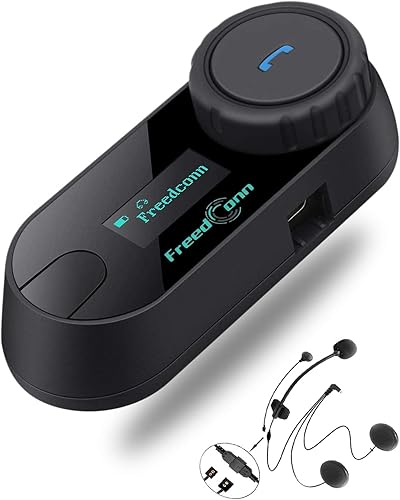 FreedConn Interfono Moto, T-COM SC Auricolari per Casco Bluetooth 800m, Universale Cuffie Motociclo Condivisione Della Musica Impermeabile Con Schermo LCD, Cancellazione del Rumore DSP&CVC Radio FM - Fashionser