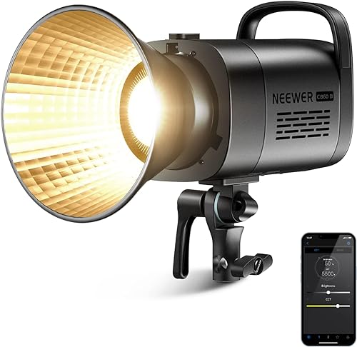 NEEWER CB60B 70W Luce Video LED con Controllo 2,4G/APP COB Bicolore Illuminazione Video Continua Attacco Bowens 2700K-6500K 34000Lux@1m/Modalità CCT/CRI97+/12 Scene per Studio Registrazione Fotografia - Fashionser