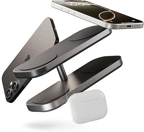 Zens Quattro Wireless Charger Pro 4, Adattatore Wireless MagSafe e Qi2 da 15 W per iPhone/AirPods, Adattatore da 65 W Incluso (EU/UK/US) Con Cavo da 1,5 m Integrato, Bianco - Fashionser