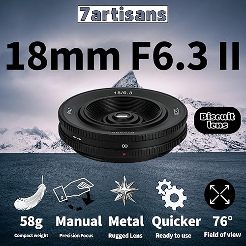 7artisans 18mm F6.3 II Sony Mount, ultra sottile APS-C obiettivo primario, 58g portabilità, 0,3M distanza fuoco, UFO obiettivo per Sony Compact Camere A7 A7II A7III A7R A7RIII A7S A7SIII A6000 A6300 - Fashionser