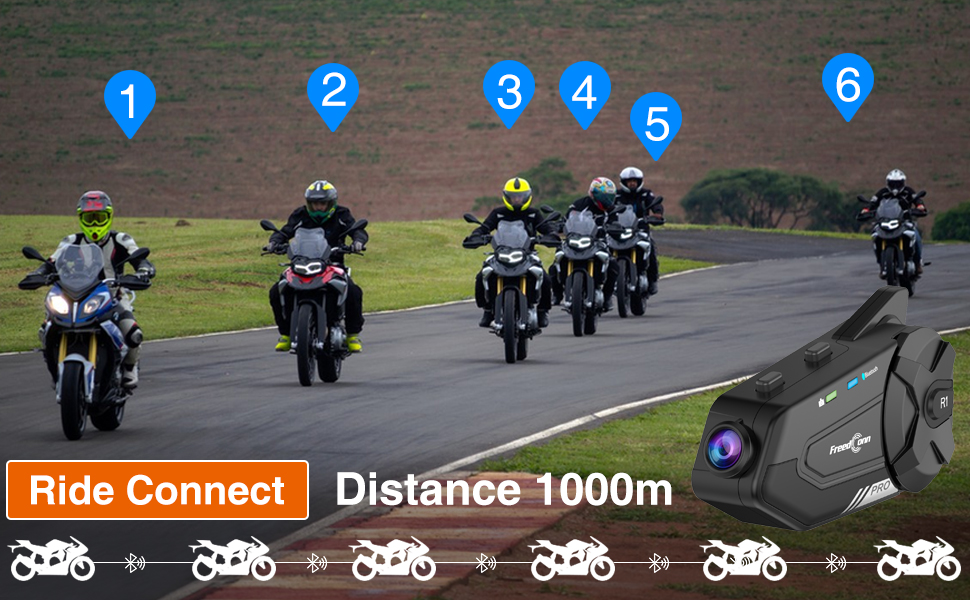 Cuffie interfoniche per casco da 1000 m set da 6 persone