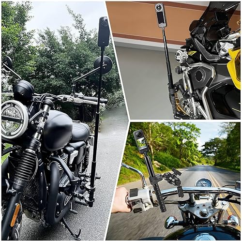 Monte del manubrio motociclistico 59 kit selfie stick, monte fotocamera in lega di alluminio 360 con 2 morsetti per bici, ciclismo, fotocamere d'azione Go Pro 12 11 10 Insta 360 - Fashionser