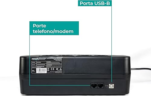Mach Power UPS Line Interactive 850VA/510W con 8 Uscite Schuko, Batteria 12V/8Ah, Protezione Sovratensioni e Backup, Porta USB, TEL/MODEM, Software incluso (UPS-LIT85PLUG) - Fashionser
