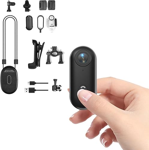 Micro Action Cam 1080p con Grandangolo da 120°, Telecamera per Ciclismo Moto Videocamera POV Camera per Animali Nascoste da Esterno Body Cam e Accessori Clip Magnetica Posteriore - Fashionser