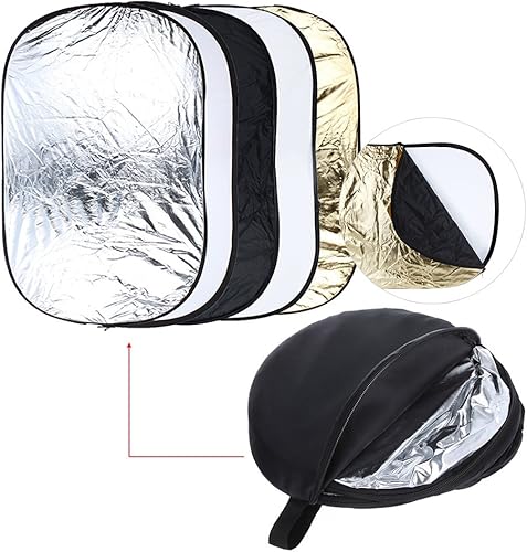 Andoer 24' x 36' / 60 * 90cm 5 in 1 (Oro, Argento, Bianco, Nero, Traslucido) Multi Portatile Pieghevole Photo Studio Light Photography Reflector - Fashionser