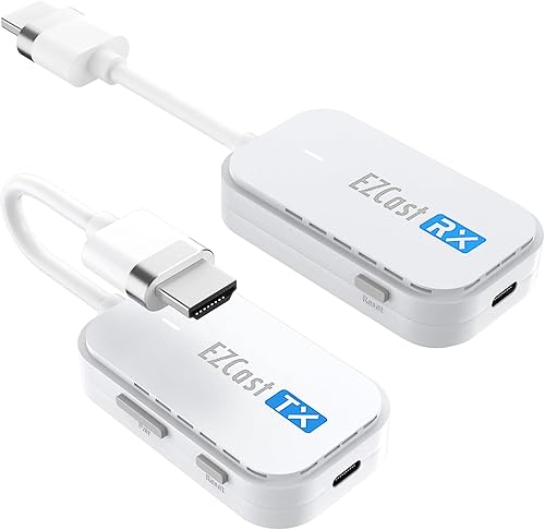 EZCast Trasmettitore e ricevitore da USB C a HDMI, extender HDMI da 30 m per guardare film e TV in diretta in HD 1080p, da telefoni, iPad Pro e laptop a proiettori HDTV - Fashionser