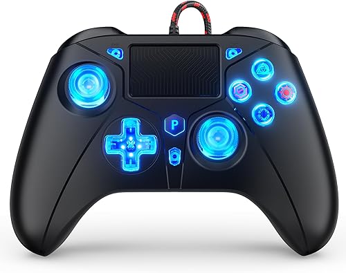 Compatibile con controller PS5, controller cablato per Playstation 5/PS4/PC, controller di gioco, gamepad con doppia vibrazione 6 assi giroscopio supporto Turbo Macro Multi Touch Pad jack audio da 3,5 - Fashionser