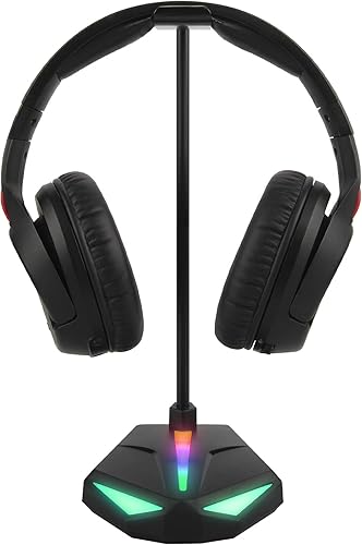Geekria Supporto per cuffie RGB con audio surround AUX 7.1 da 3,5 mm e 3 porte USB Dual PC Gaming Headset Stand con porta di ricarica USB2.0 compatibile per Accessori da gioco - Fashionser