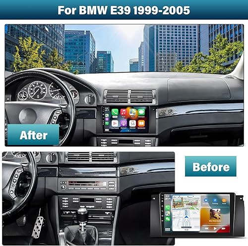 SIXTOP [2G+64G] Autoradio con Bluetooth per BMW 5 E39 E53 M5 X5 1996 – 2007 con Carplay Android Auto,9' Radio Touch Screen con GPS WiFi FM/RDS EQ Mirror Link+fotocamera posteriore e microfono - Fashionser