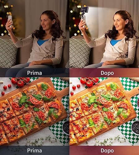 3000mAh Luce per Selfie Ricaricabile, di dimensioni tascabili, Clip On, Compatibile con Telefono, Fotocamera e Laptop per Immagini,Video,Tiktok Live Streaming,Riunioni Zoom, con Tasca per il Trasporto - Fashionser