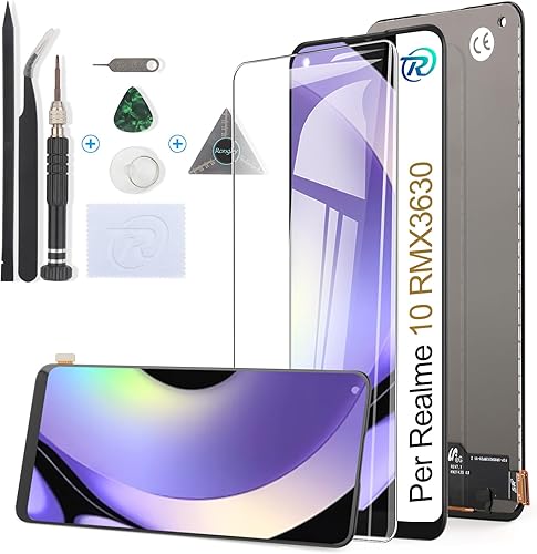 LCD Display per Realme 10 RMX3630 Schermo LCD Touch Screen Assemblea Sostituzione di Vetro Digitalizzatore con Strumenti(6.4', Nero) - Fashionser