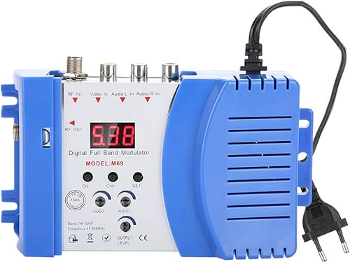 Oumij RF Modulatore Domestico - AV-RF AV-TV Convertitore - Modulatori RF Compatto Video - Display Canale VHF UHF Frequenza di Lavoro 110-240V(Spina UE) - Fashionser