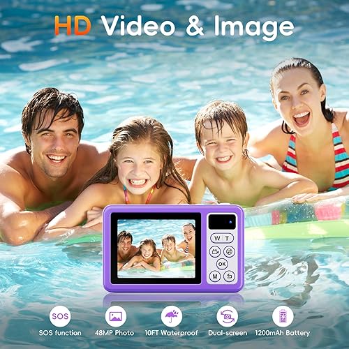 MaxMango Macchina Fotografica Digitale,10FT Fotocamera Digitale Impermeabile con Scheda da 32 GB, Macchina Fotografica Subcquea 18X Zoom per Selfie Subacquei, Nuoto - Fashionser