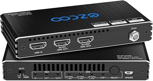 4K 120Hz Splitter HDMI 2.1 8K 60Hz 1 ingresso 2 uscite VRR ALLM HDCP2.3 48Gbps HDR10 8K UHD Dolby Vision Atmos Scaler 4K EDID 1080P HDMI 2.1 Splitter 1x2 compatibile con PS5, SkyQ, Xbox, NVIDIA,AMD. - Fashionser