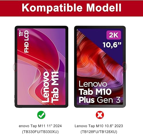 FOGARI Custodia per tastiera Lenovo Tab M11 11 pollici 2024, tastiera tedesca QWERTZ con Bluetooth magnetico rimovibile per Lenovo Tab M11 (TB330FU / TB330XU), rosa - Fashionser