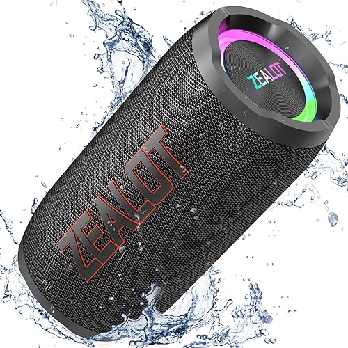 ZEALOT Altoparlante Bluetooth 50W con luce,scatola musicale portatile con scheda USB/Micro SD/AUX, Bluetooth 5.3, IPX6 impermeabile, Dual Pairing, Loud Stereo Sound per telefono, - Fashionser