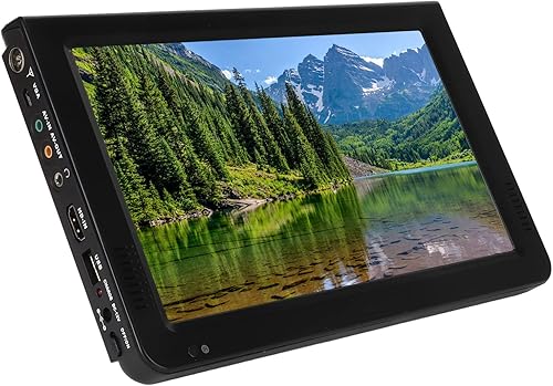 VBESTLIFE TV Digitale Portatile da 10 Pollici, Schermo TFT LED HD, per Auto, Roulotte, Campeggio, All'aperto o in Cucina, Batteria Integrata, Supporta TV Analogica, Scheda USB - Fashionser