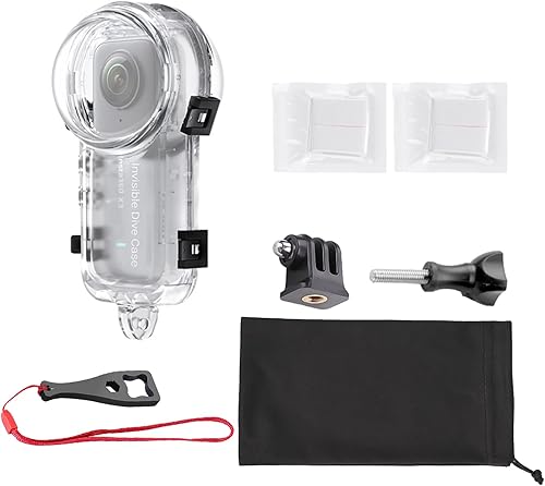 Insta 360 X5 - Custodia protettiva invisibile per immersioni subacquee, impermeabile fino a 60 m, per Insta360 X5, con accessori per staffa - Fashionser