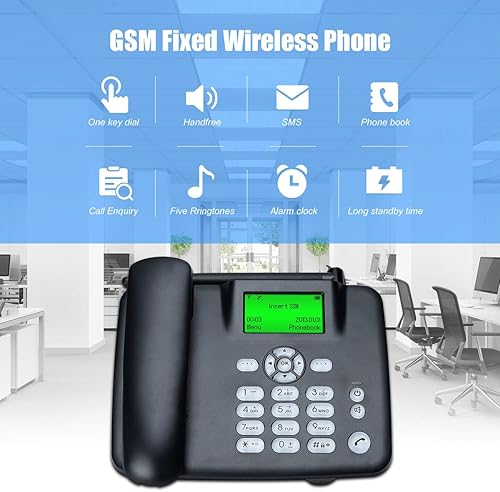 Lychee Wireless SIM Card Classico Telefono Fisso GSM Quad-band, Ampio Display Retroilluminato, Suono nitido, Ideale per Casa/Hotel/Ufficione - Fashionser